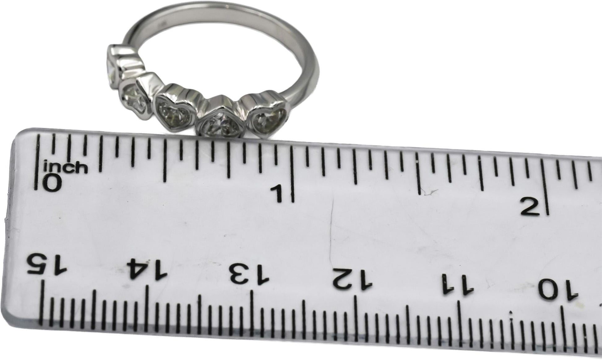 14k White Gold Heart Cut VS Diamond Five Stone Band Ring 0.75CT Size 7