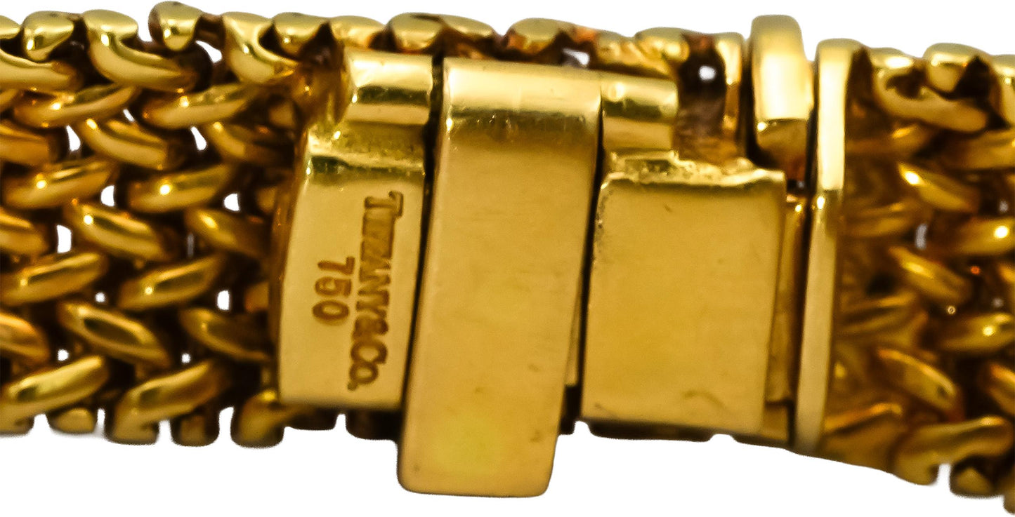 TIFFANY & CO. 18k Yellow Gold Mesh Bracelet 9.5mm Wide