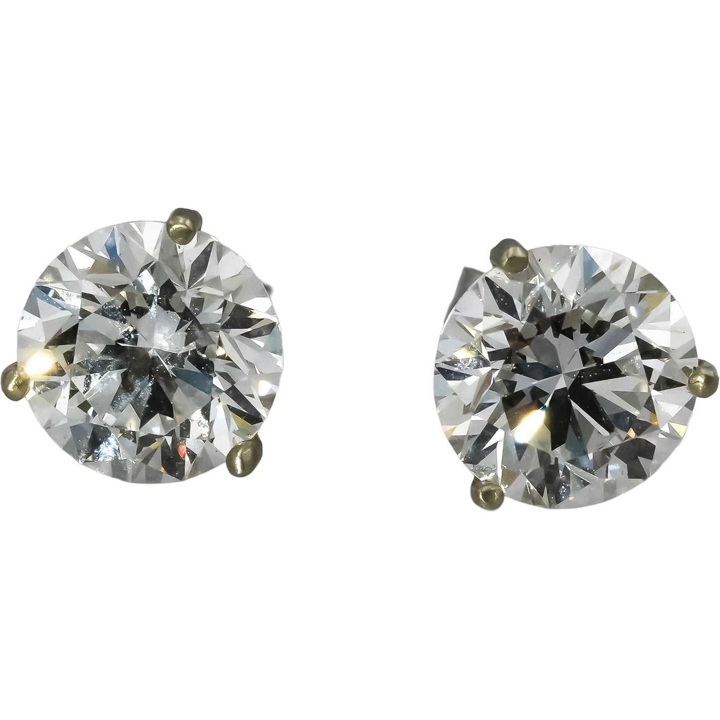 14k White Gold VS Round Lab-Grown Diamond Martini Setting Stud Earrings 4.10CT