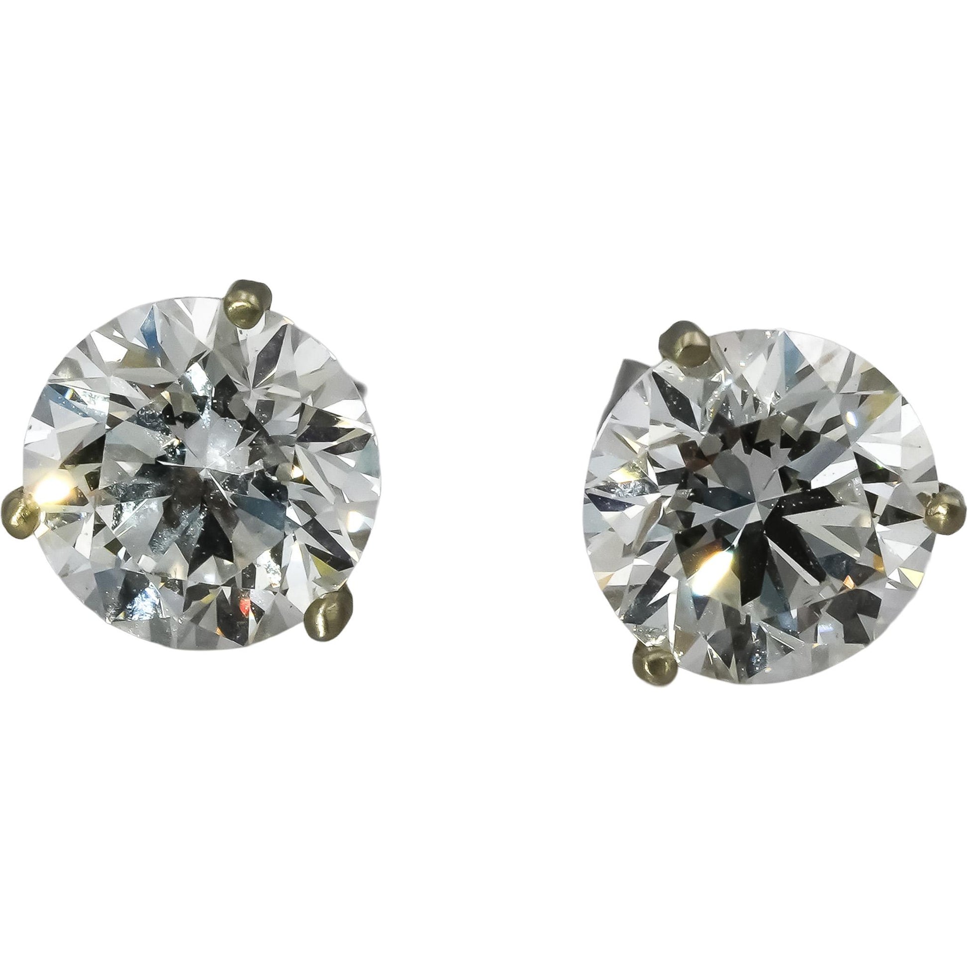 14k White Gold VS Round Lab-Grown Diamond Martini Setting Stud Earrings 4.10CT