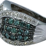LE VIAN 14k White Gold Diamond and Green Topaz Cluster Ring 1.0CT Size 6