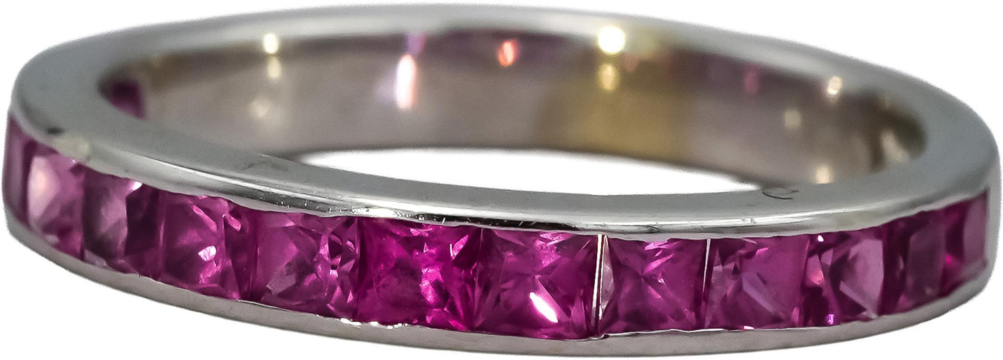 14k White Gold Pink Sapphire Eternity Band Ring 0.75CT Size 5