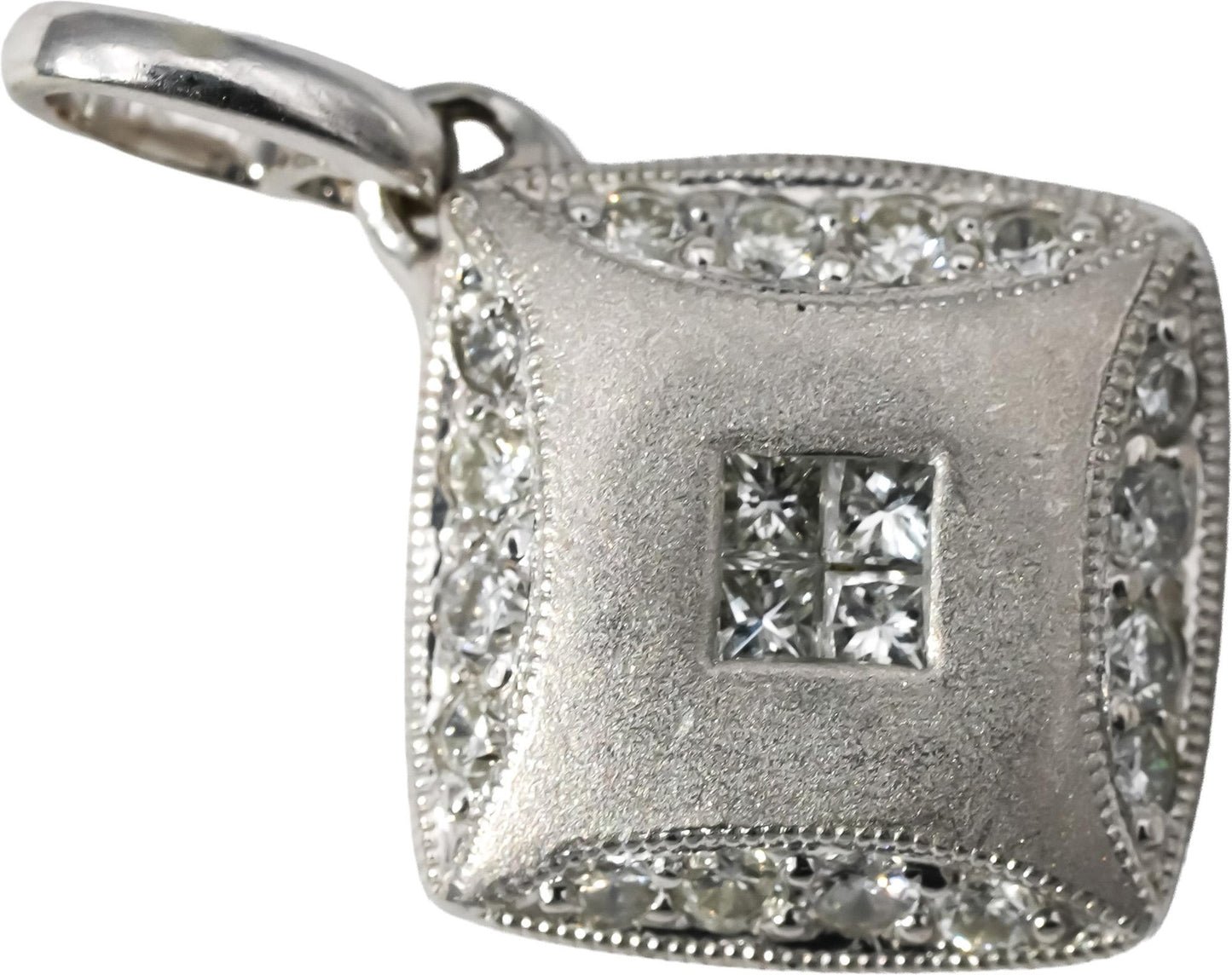 Platinum VS Princess and Round Diamond Pendant 0.35CT