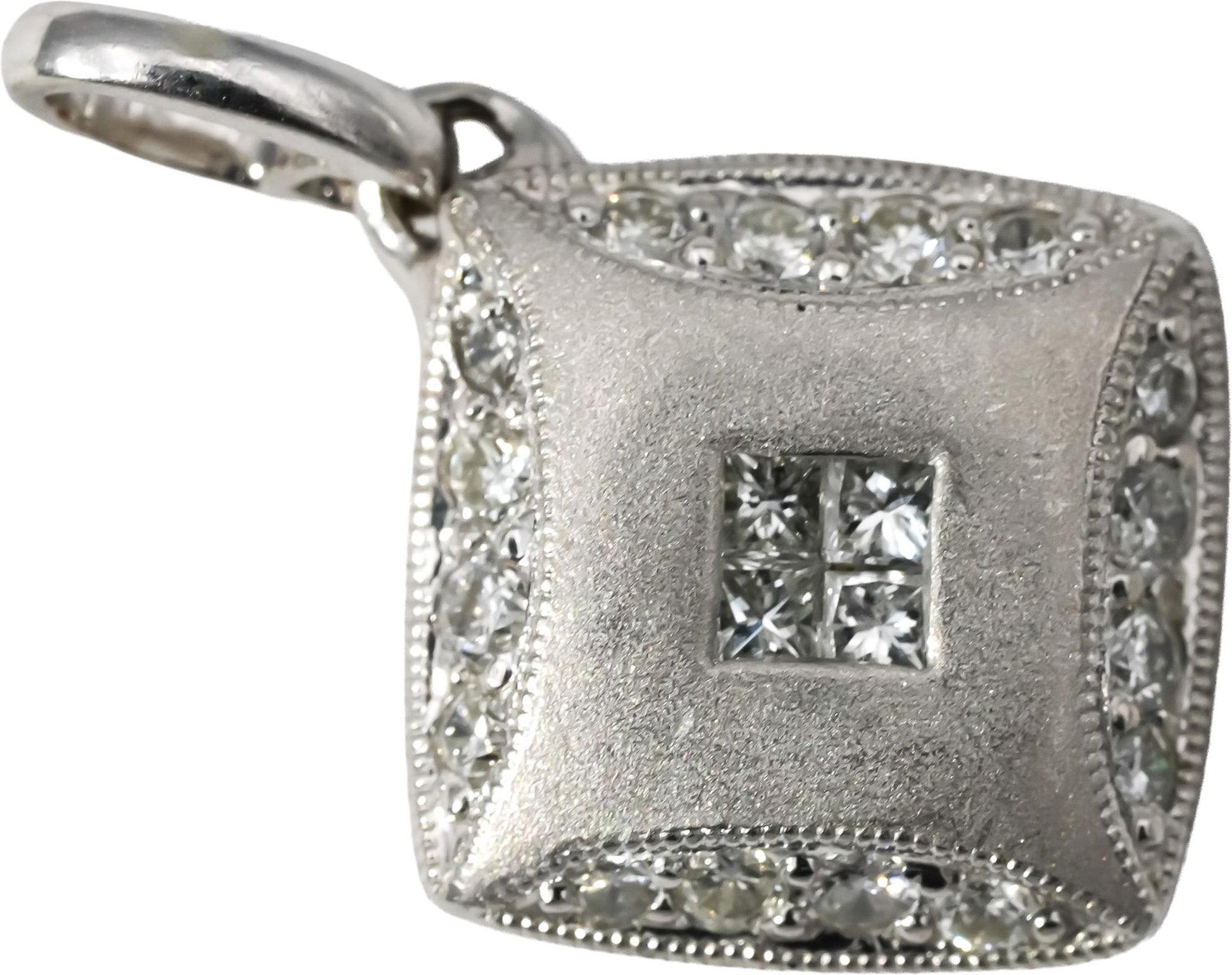 Platinum VS Princess and Round Diamond Pendant 0.35CT