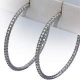 DAVID YURMAN 18k White Gold Diamond Reverse Set Inside Out Hoop Earrings 3.0CT