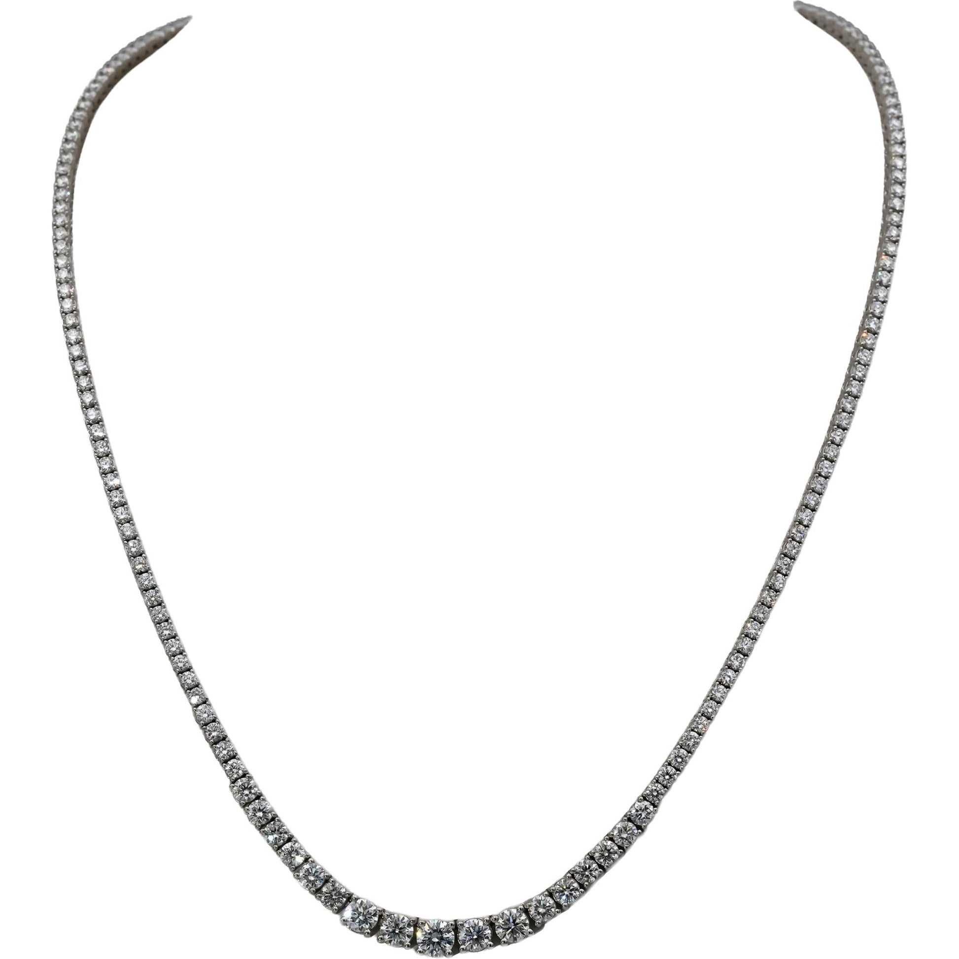 14k White Gold VS Round Diamond Graduated Riviera Necklace 7.78CT 176 Pieces