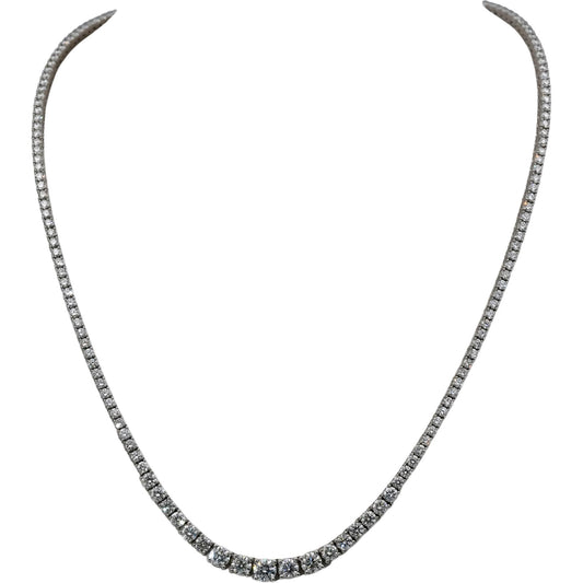 14k White Gold VS Round Diamond Graduated Riviera Necklace 7.78CT 176 Pieces