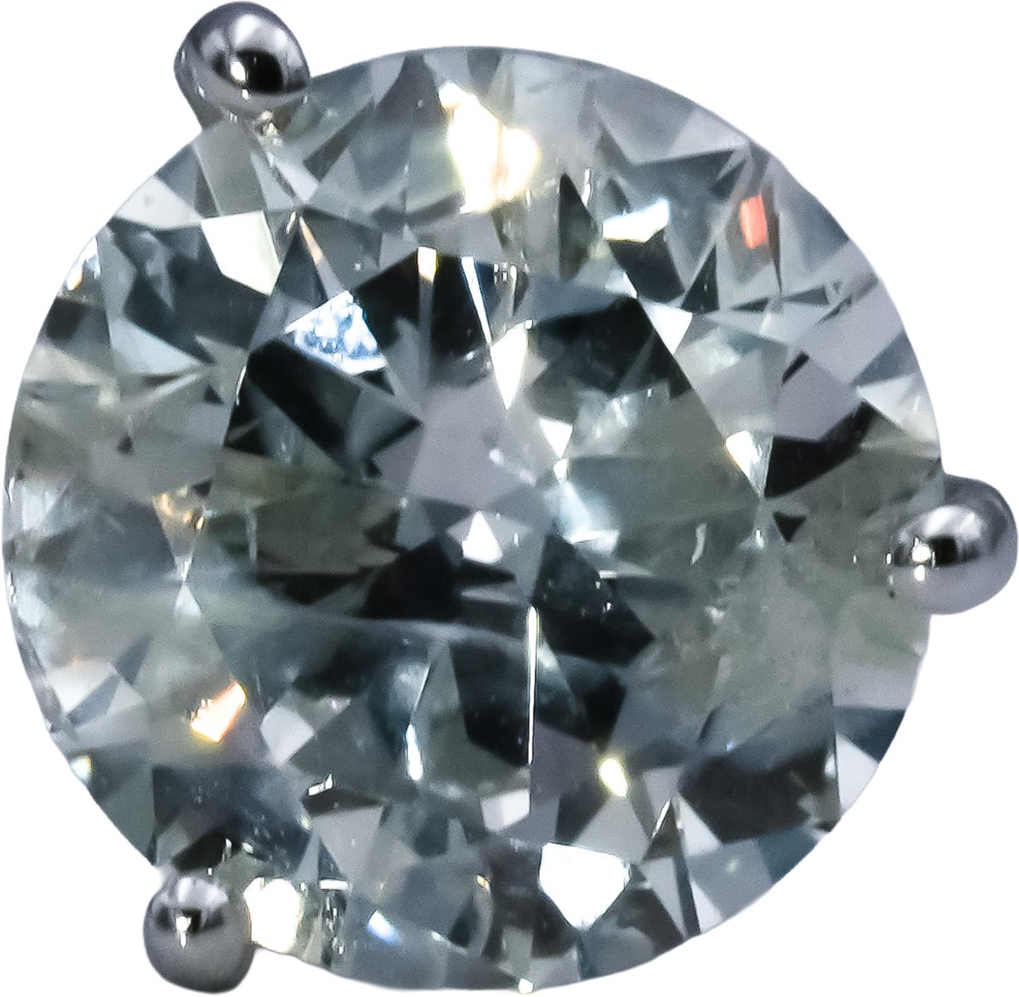 14k White Gold Round Diamond Martini Setting Stud Earrings 4.26CT