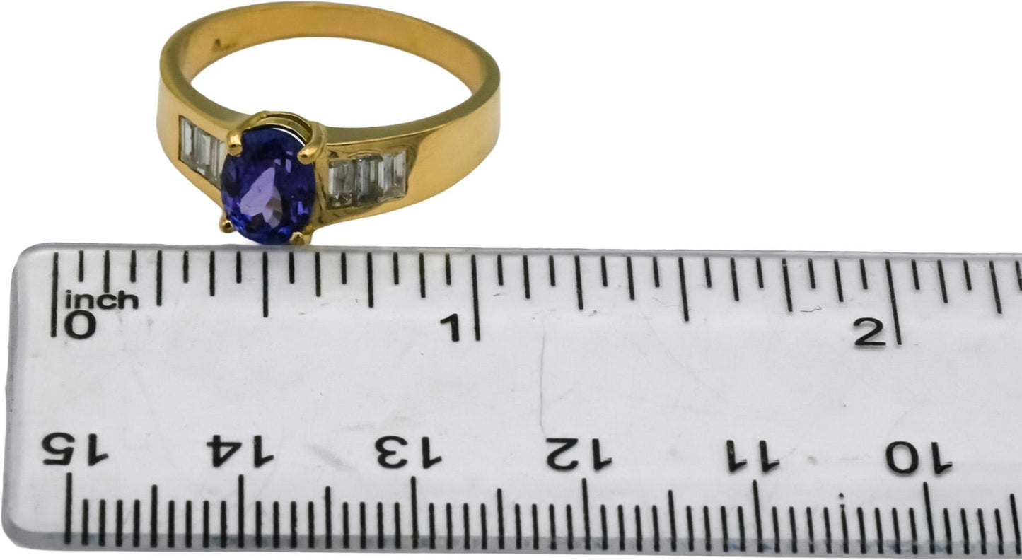 18k Yellow Gold VS Diamond and Tanzanite Cocktail Ring 1.89CT Size 9