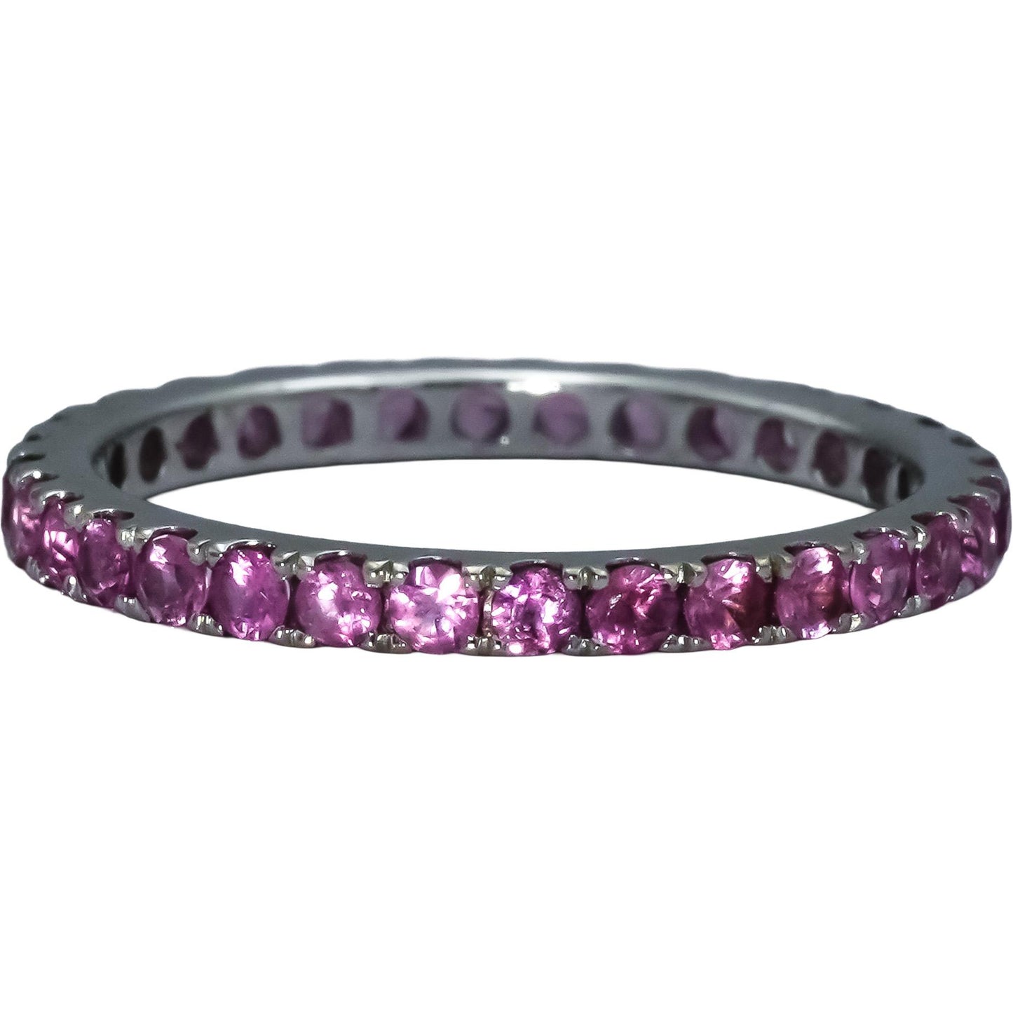 18k White Gold Round Pink Sapphire Eternity Band Ring 1.0CT Size 6.75