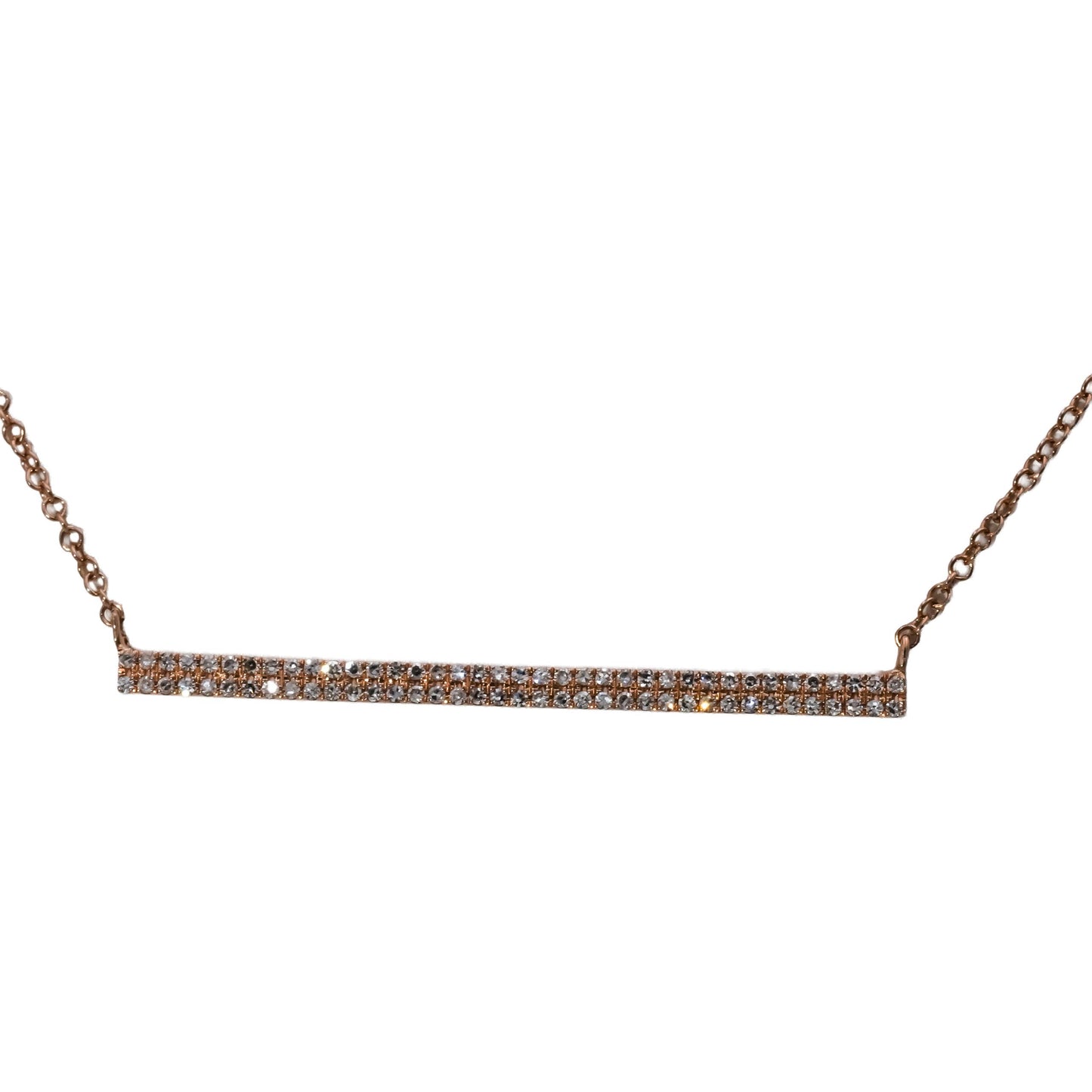 14k Rose Gold Round Diamond Bar Pendant Necklace 0.20CT