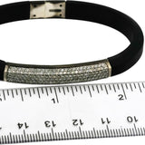 DAVID YURMAN Sterling Silver Pave Diamond Streamline 8mm Rubber Bracelet 1.10CT