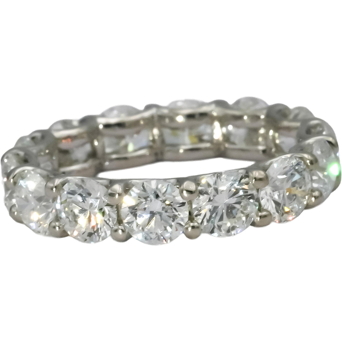14k White Gold VS Round Natural Diamond Eternity Band Ring 5.80CT Size 7.5