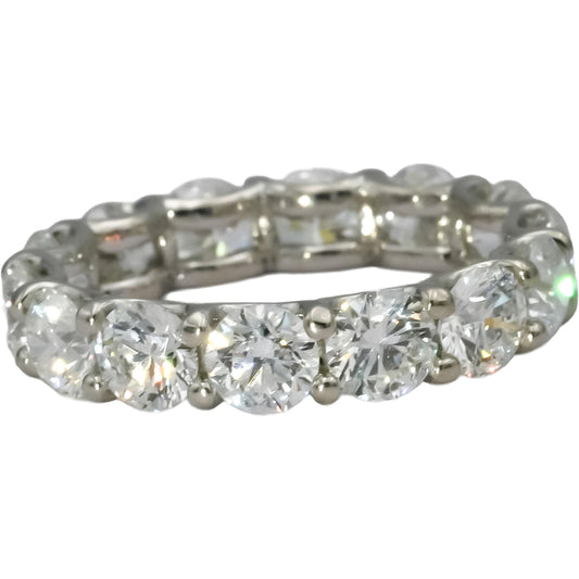 14k White Gold VS Round Natural Diamond Eternity Band Ring 5.80CT Size 7.5