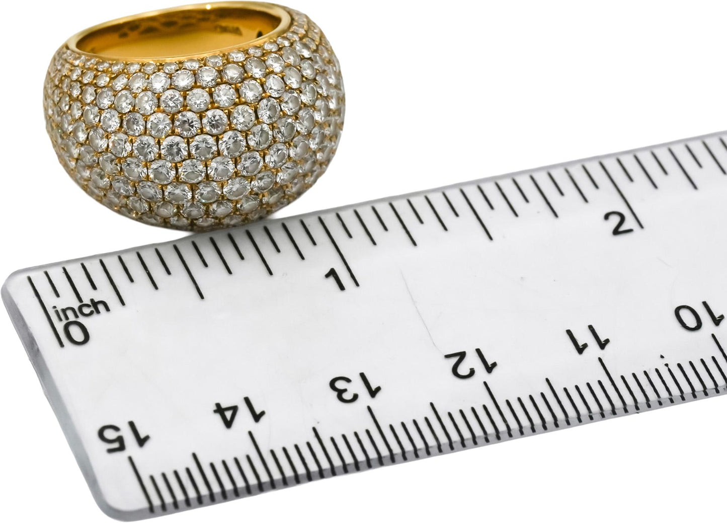 ODELIA 18k Yellow Gold VS Diamond Pave Dome Cocktail Ring 6.0CT Size 6