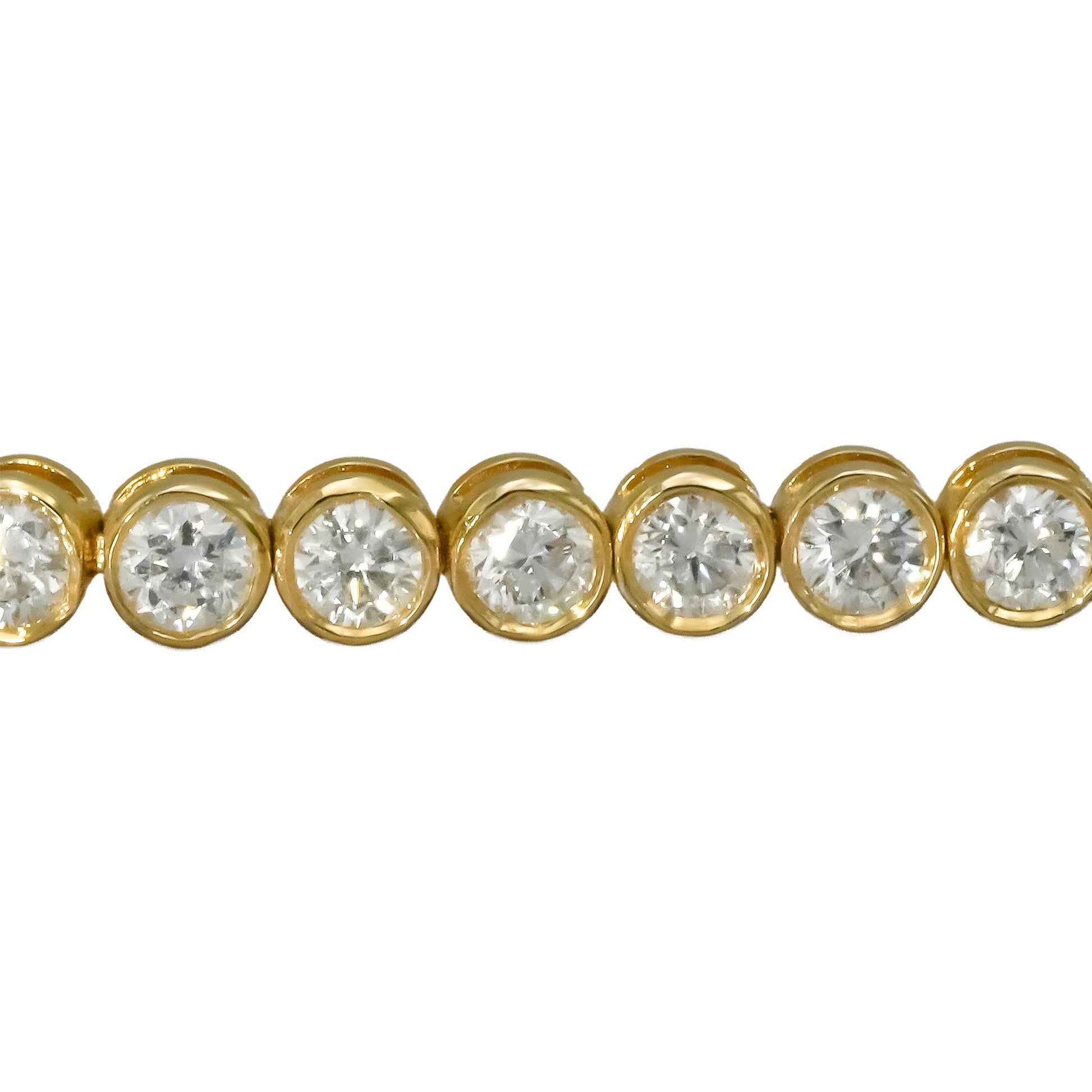 14k Yellow Gold VS Round Bezel Set Diamond Tennis Bracelet 4.35CT