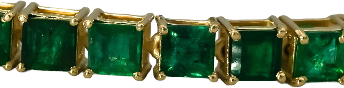 14k Yellow Gold Emerald Tennis Bracelet 7.50CT