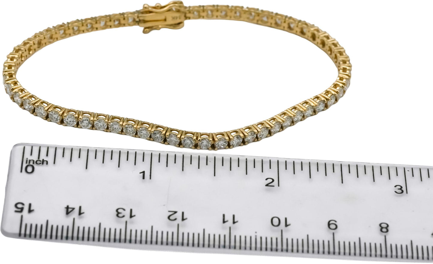 14k Yellow Gold Round Natural Diamond Tennis Bracelet 4.56CT