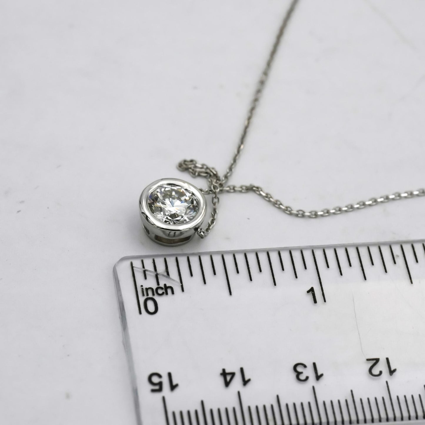 14k White Gold VS Round Lab-Grown Diamond Solitaire Pendant Necklace 1.56CT