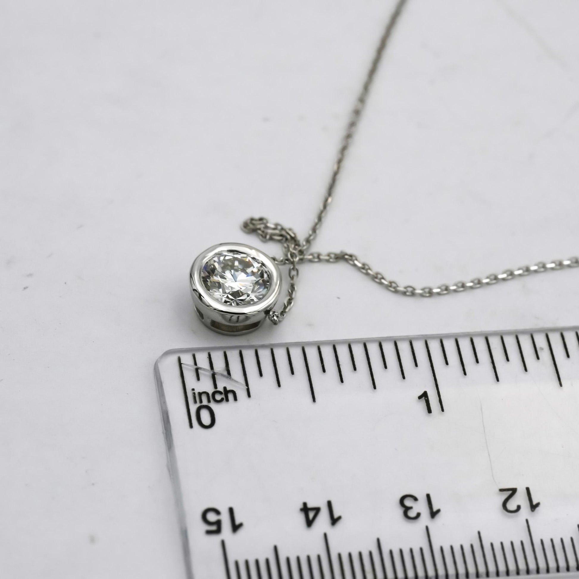 14k White Gold VS Round Lab-Grown Diamond Solitaire Pendant Necklace 1.56CT