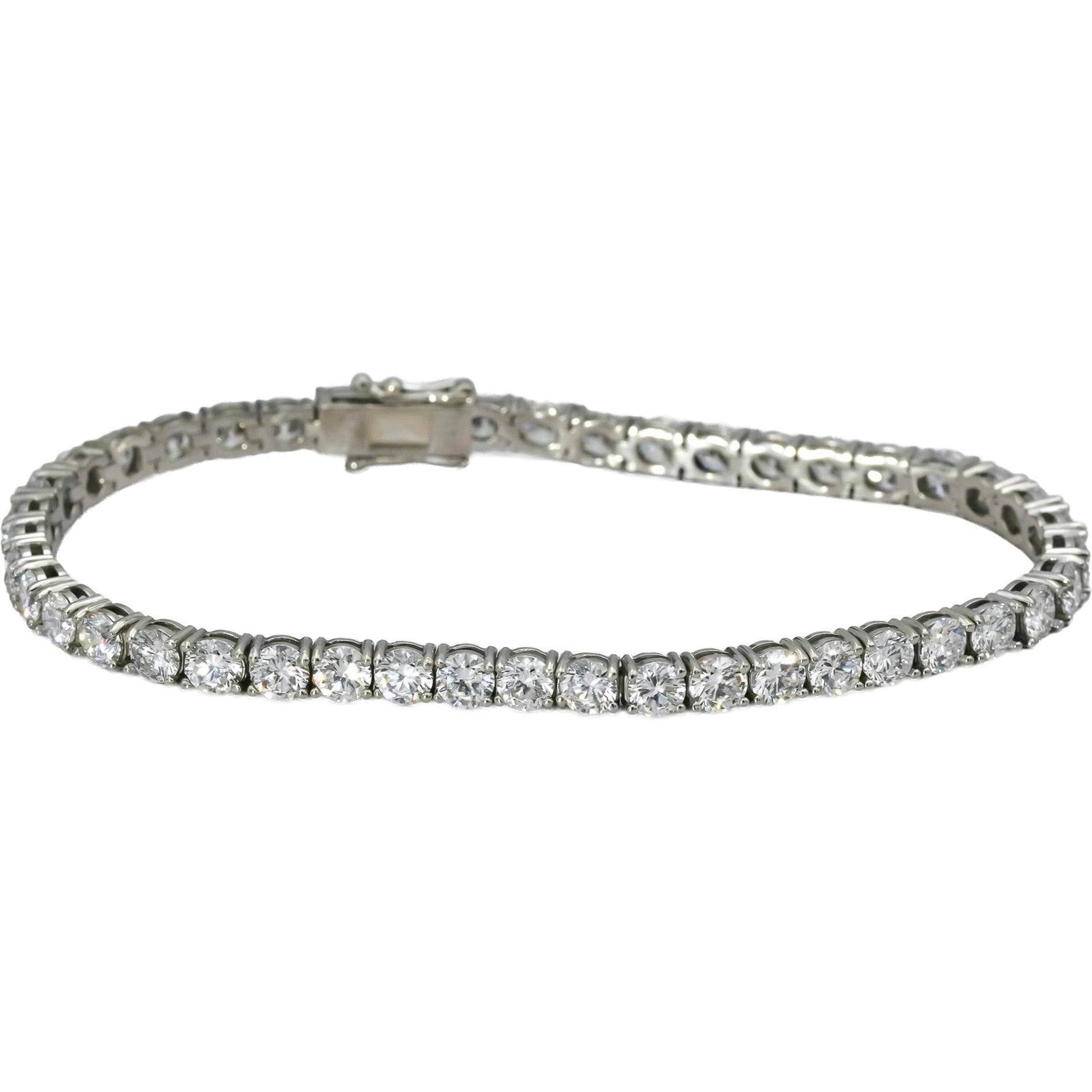 Platinum VS Round Cut Lab-Grown Diamond Tennis Bracelet 10.10CT