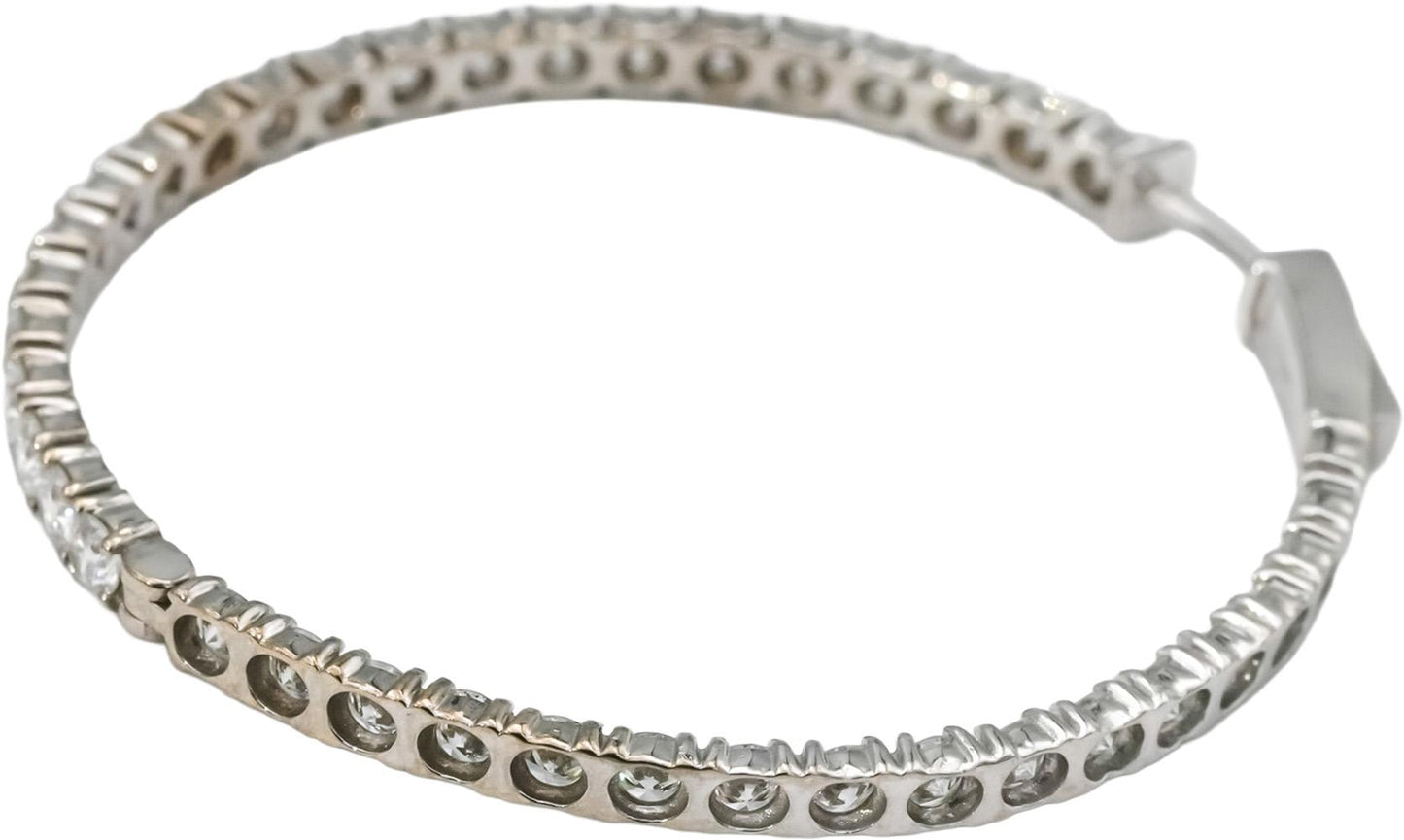 14k White Gold VS Round Lab-Grown Diamond Inside Out Hoop Earrings 5.61CT