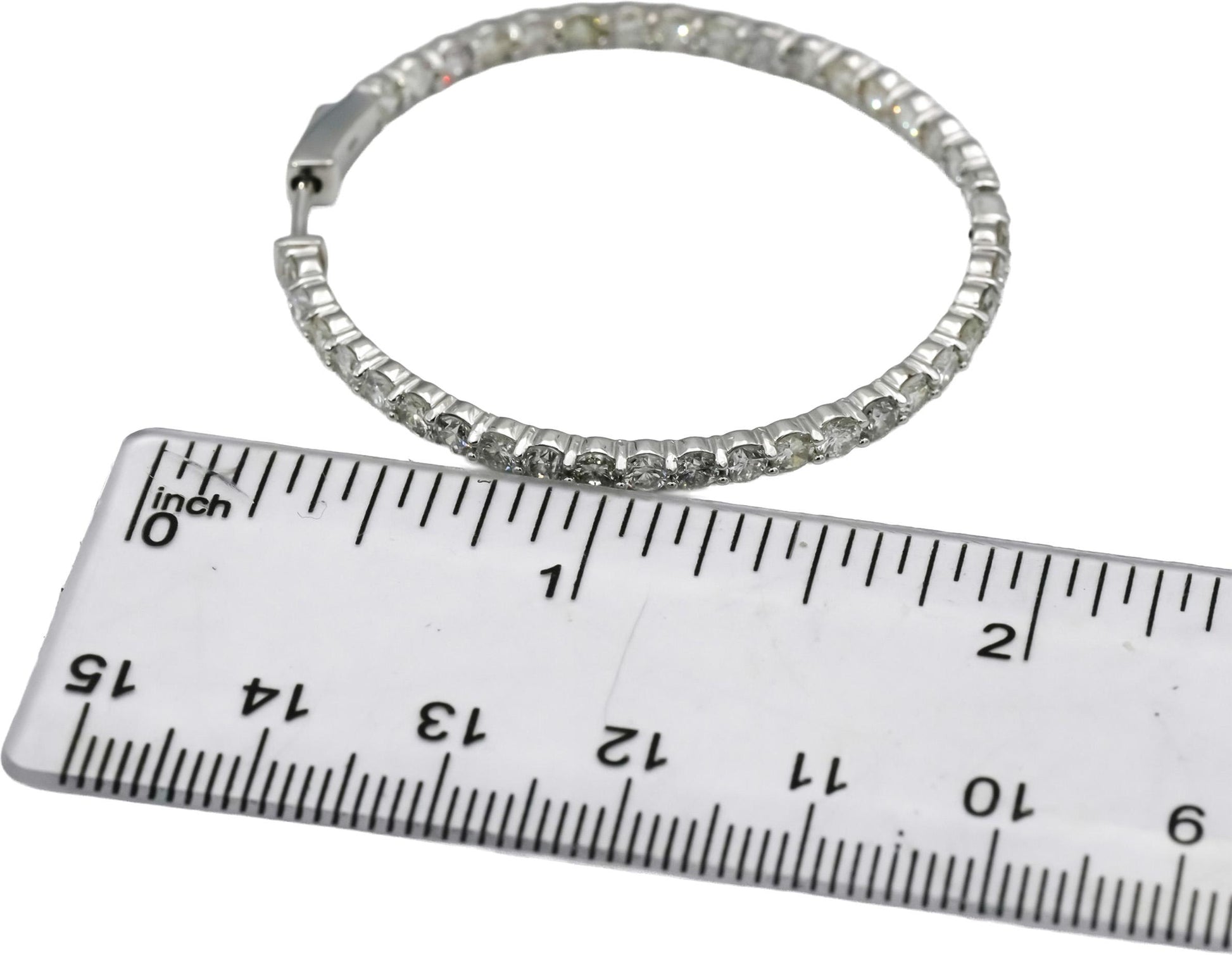 14k White Gold Round Natural Diamond Inside Out Hoop Earrings 6.43CT
