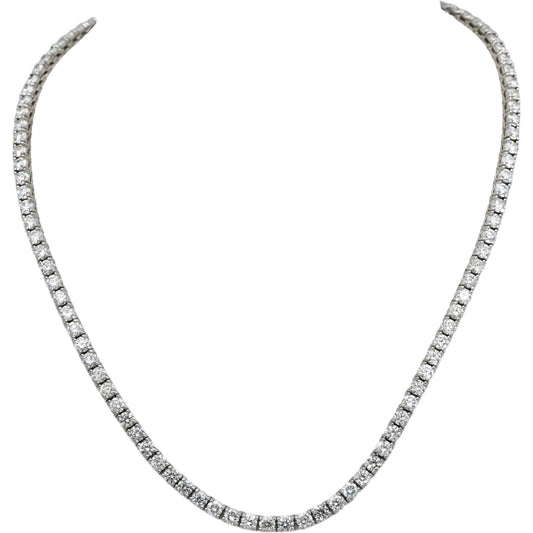 14k White Gold Round Natural Diamond Tennis Necklace 17.65CT