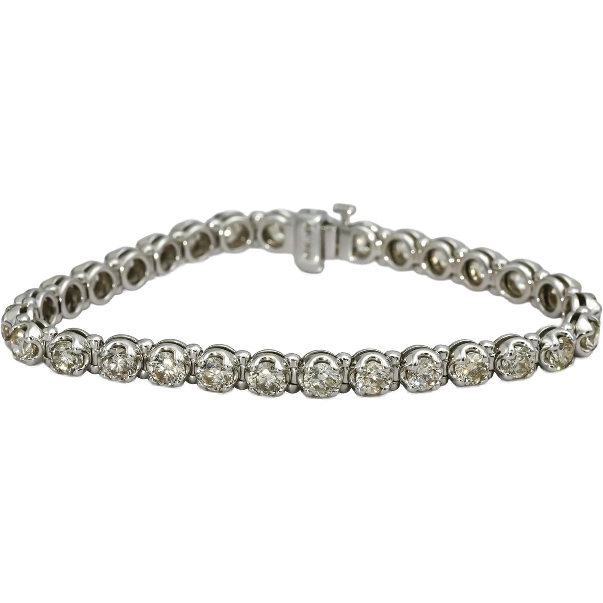 10k White Gold VS Round Natural Diamond Tennis Bracelet 10.0CT