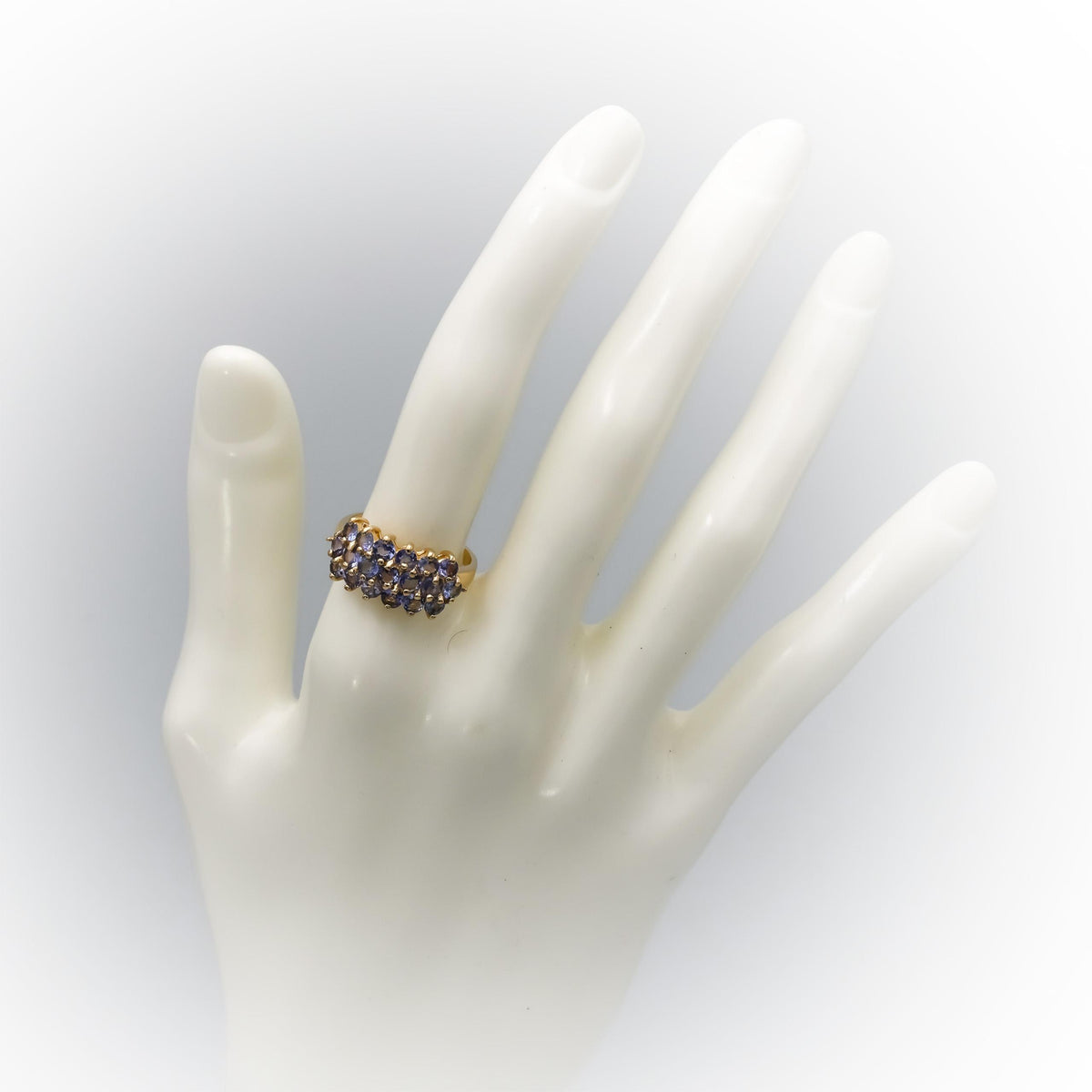 14k Yellow Gold Round Tanzanite Cluster Ring 1.50CT Size 6.75