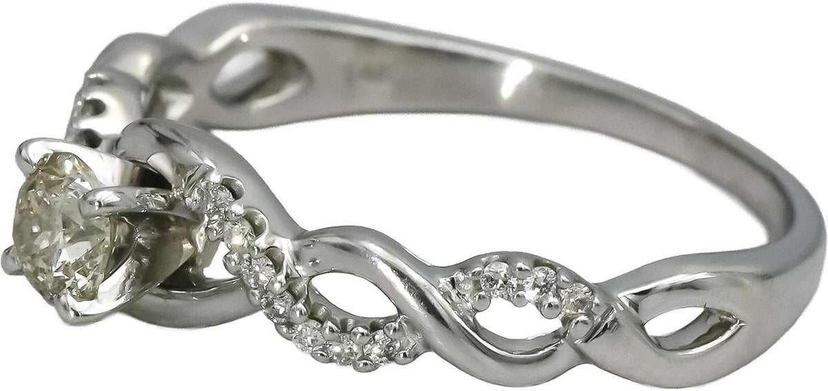 14k White Gold Round Diamond Engagement Ring 0.50CT w/ 0.40CT Center Size 9.25