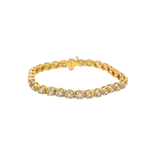 Diamond Round Cut 10k Yellow Gold Fancy Tennis Bracelet 10.0CT
