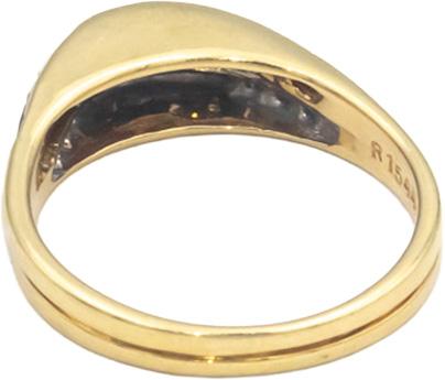 Designer 18k Gold Round Diamond and Square Ruby Band Ring 0.35CT Size 7