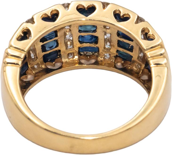 14k Yellow Gold 1.50CT Diamond and Blue Sapphire Band Ring Size 7.25