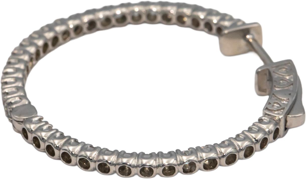 14k White Gold 1.50CT Diamond Inside Out Hoop Earrings