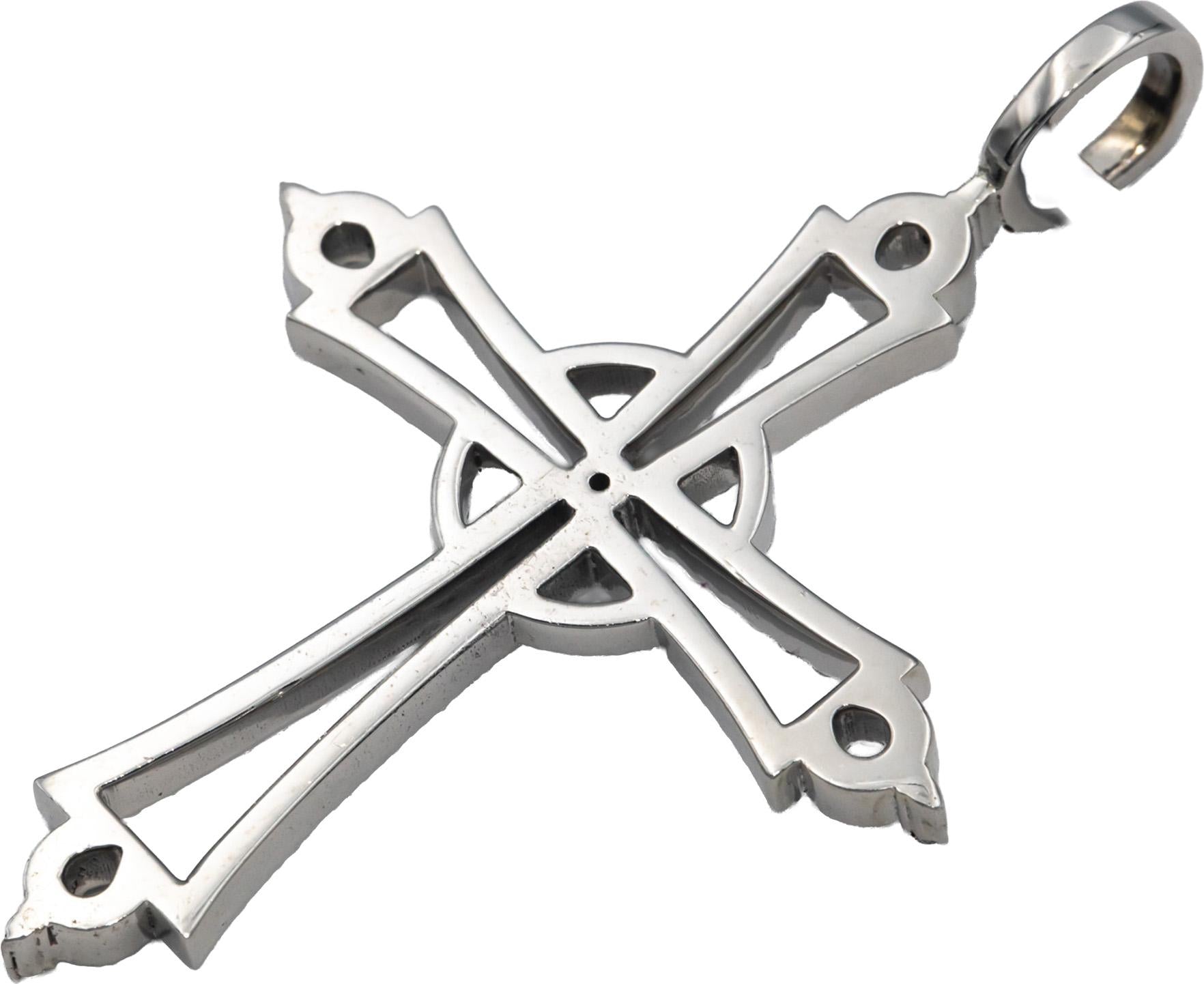 14k White Gold Diamond Cross Crucifix Pendant on Cord Necklace 2.27CT