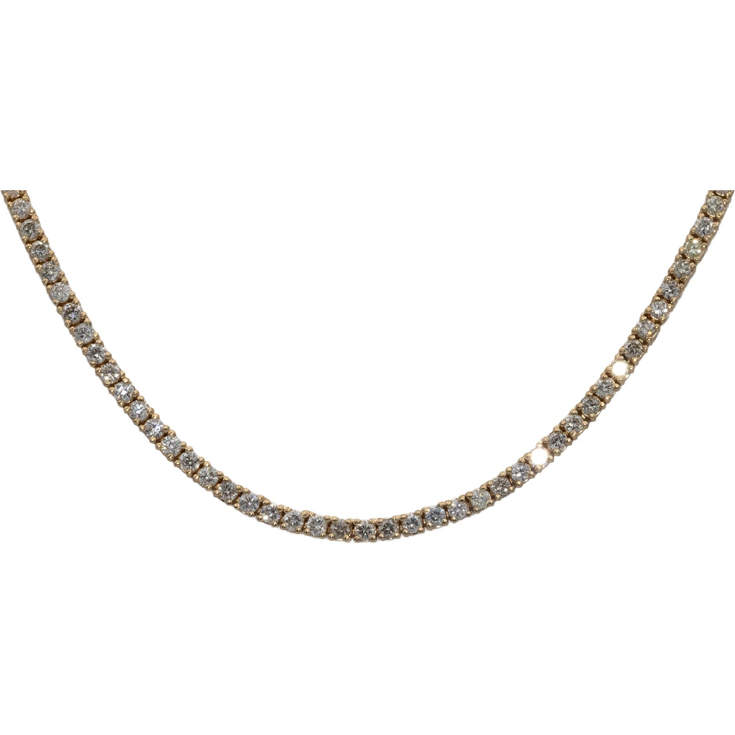 14k Yellow Gold Jewelry Round Cut Diamond Tennis Necklace 5.46CT