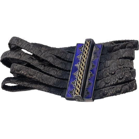STAMBOLIAN 18k Gold and Sterling Silver Enamel Multi-Strand Mesh Bracelet