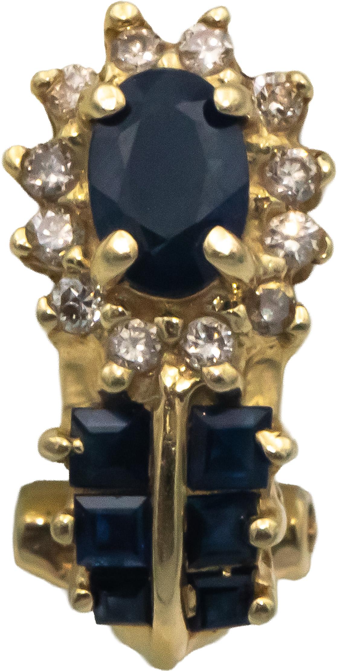 14k Yellow Gold 1.15CT Diamond and Sapphire Earrings