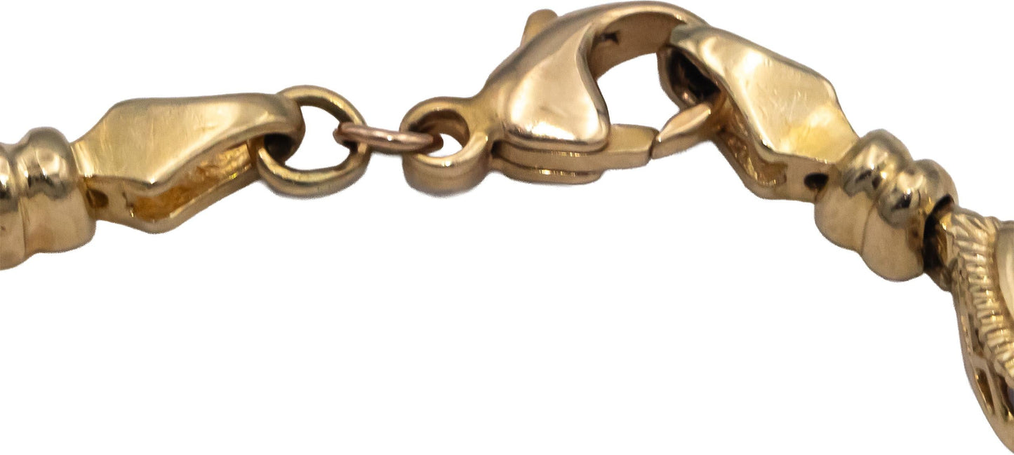 14k Yellow Gold 5.0CT Assorted Rainbow Gemstone Fancy Link Bracelet