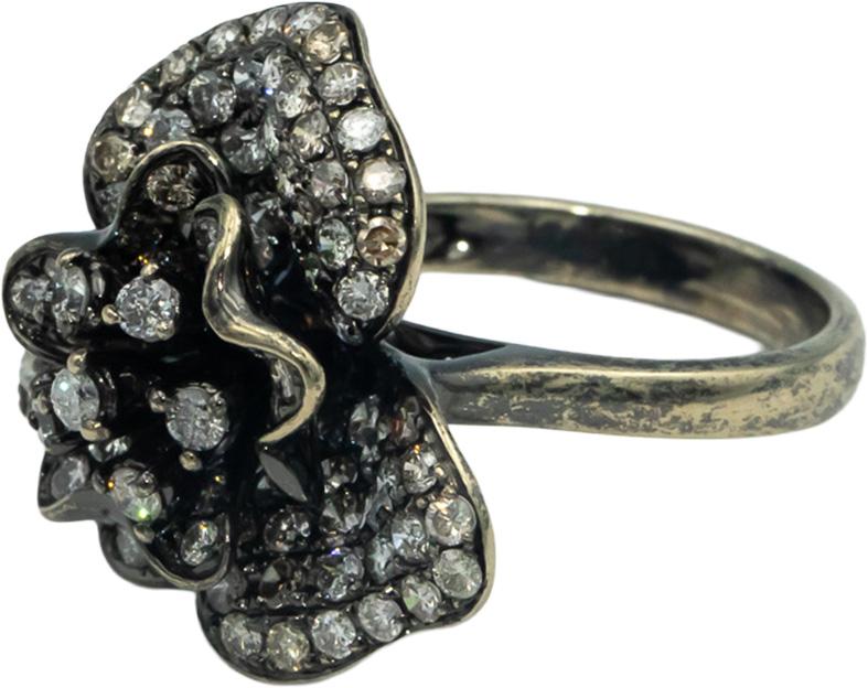 14k White Gold 1.75CT Diamond Cluster Flower Ring Size 6.75