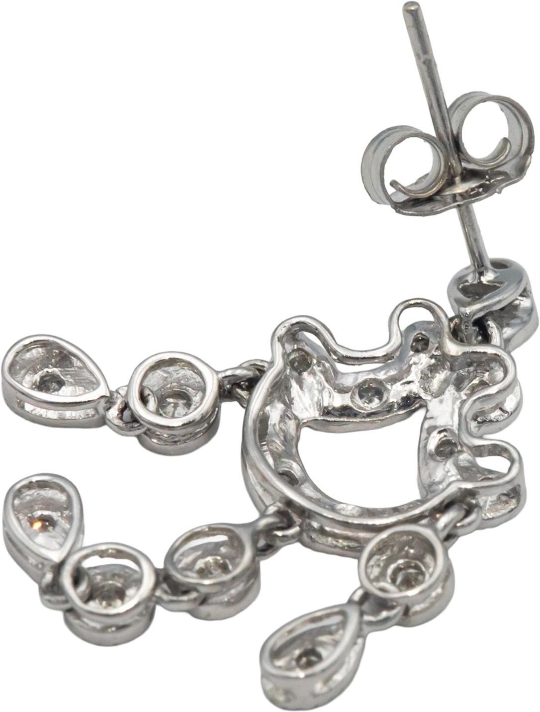 14k White Gold 0.30CT Diamond Drop Dangle Stud Earrings