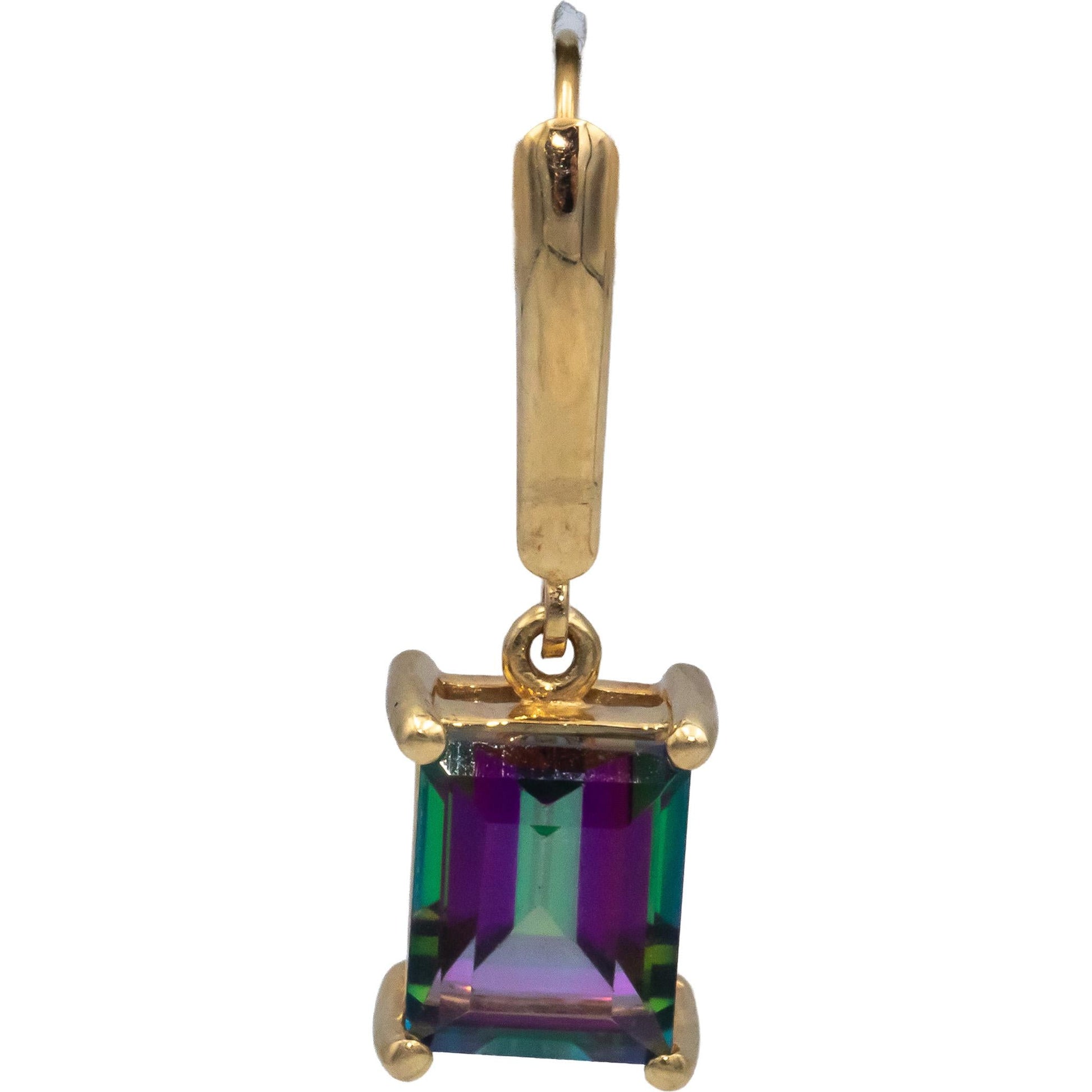 14k Yellow Gold 4.0CT Mystic Topaz Drop Dangle Earrings
