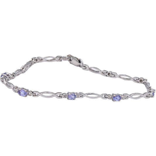 14k White Gold 0.30CT Tanzanite Fancy Link Bracelet