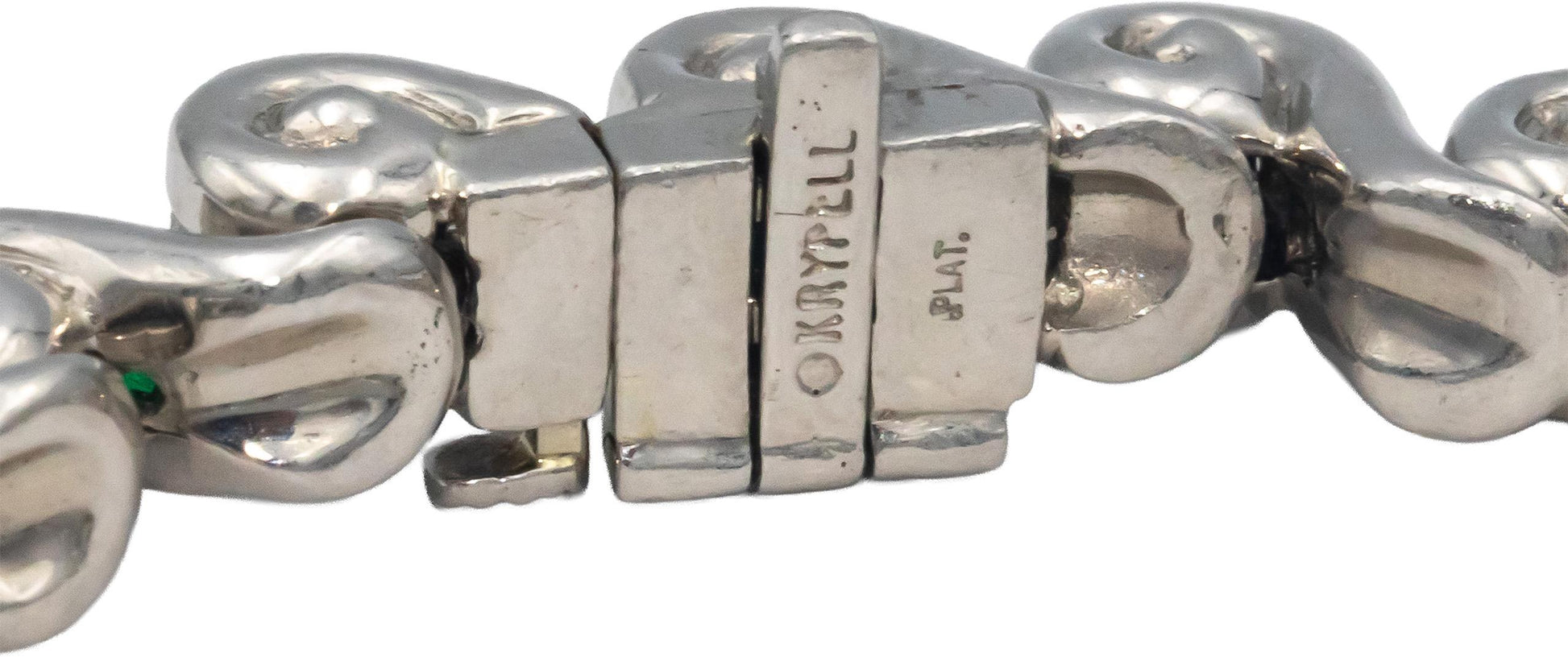 KRYPELL Designer Platinum VS Diamond and Emerald Channel Set Bracelet 7.50CT