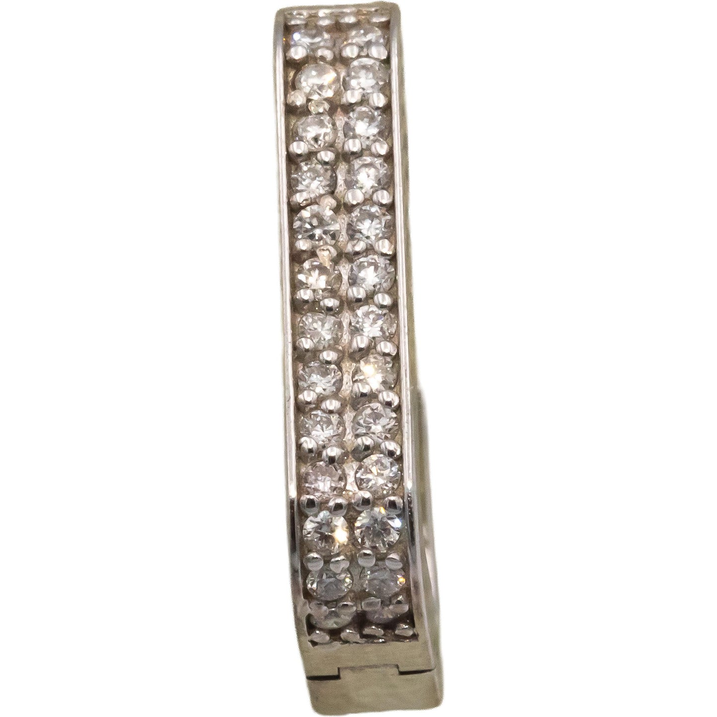 14k White Gold 0.25CT Round Cut Diamond Rectangle Hoop Earrings