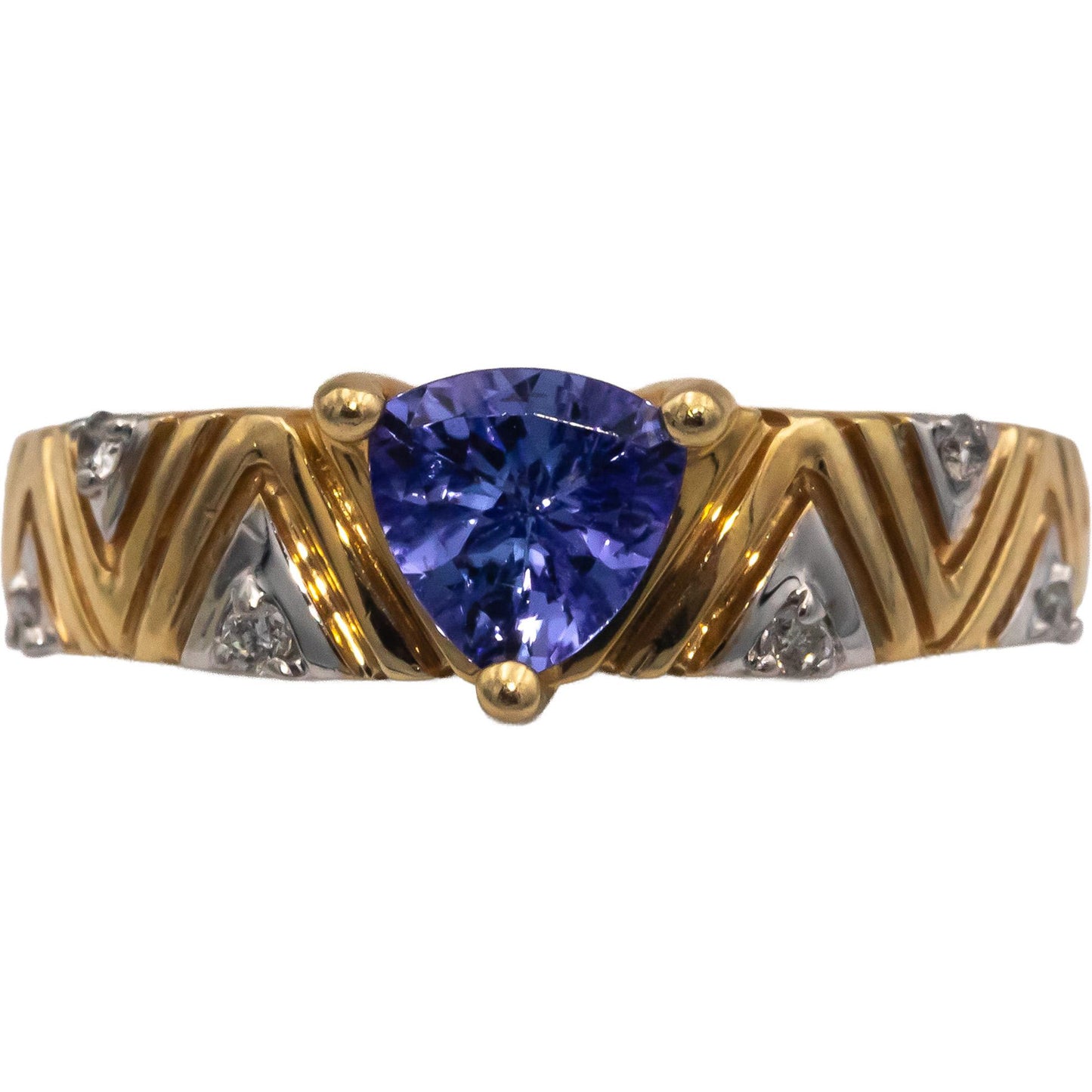 14k Yellow & White Gold Jewelry Diamond and Tanzanite Ring 0.81CT Size 7