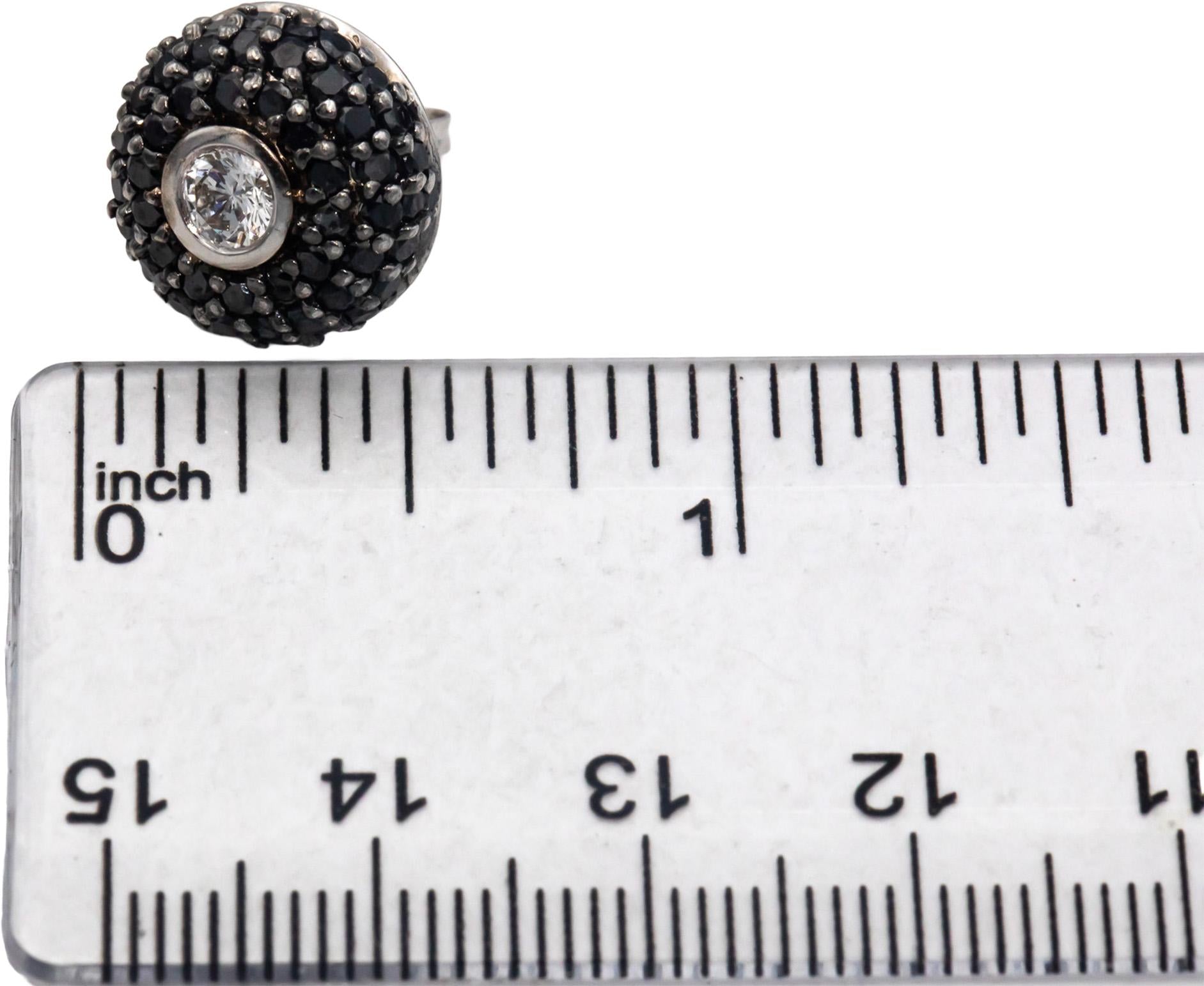 14k White Gold White and Black Diamond Cluster Stud Earrings 2.50CT