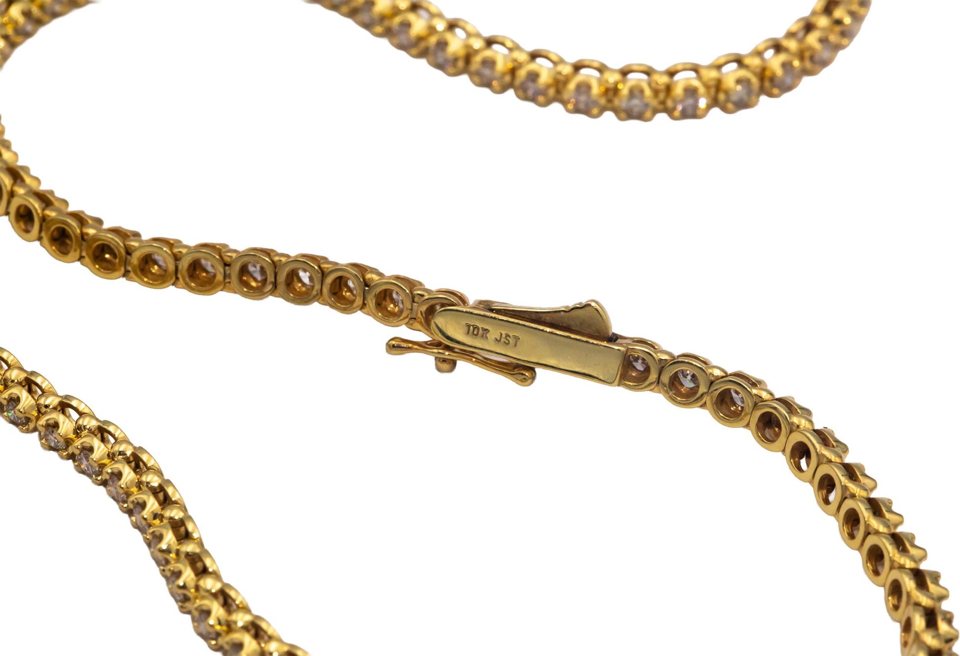 10k Yellow Gold Round Cut Diamond Tennis Necklace 24" Long 5.0CT