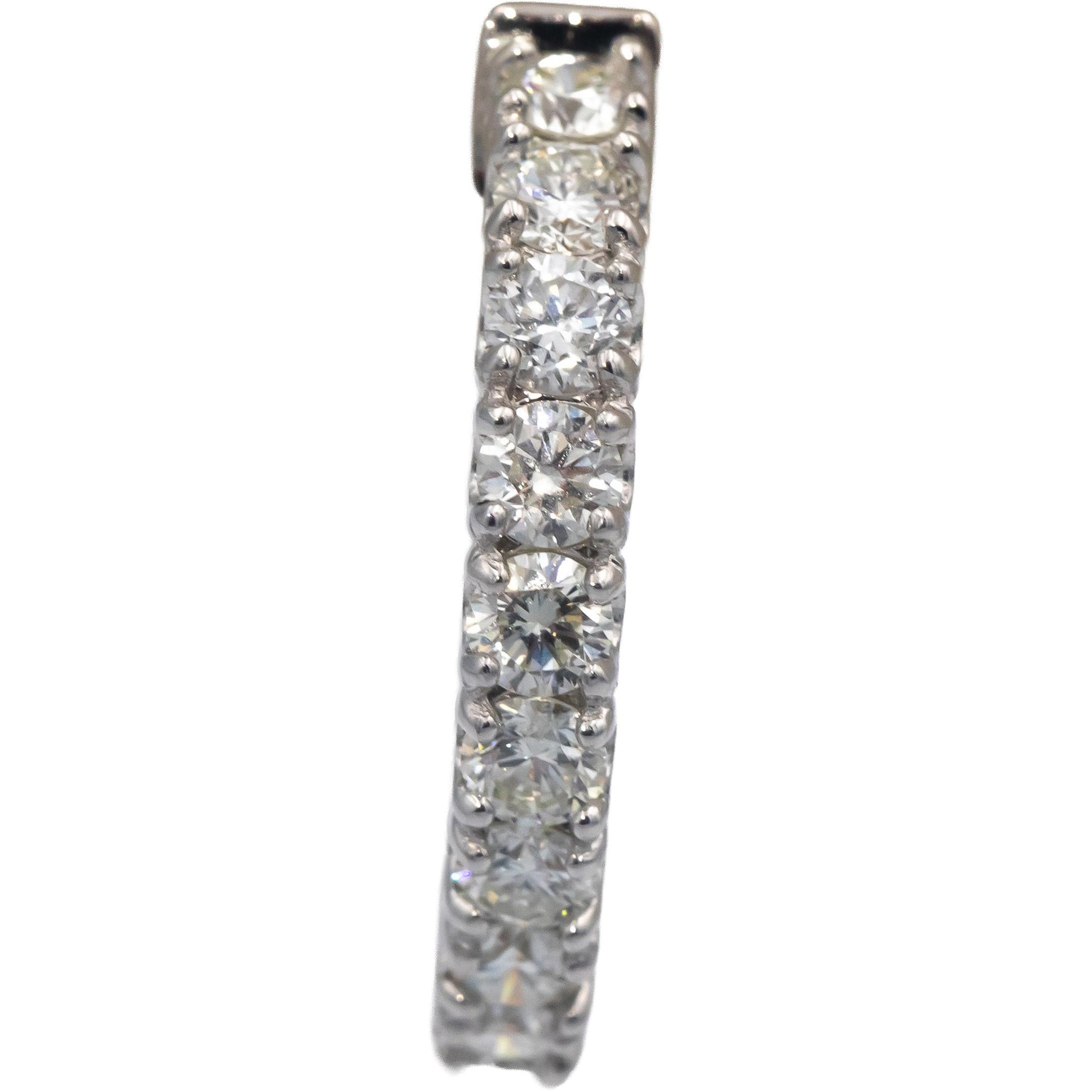 14k White Gold Jewelry VS Round Diamond Inside Out Hoop Earrings 3.15CT